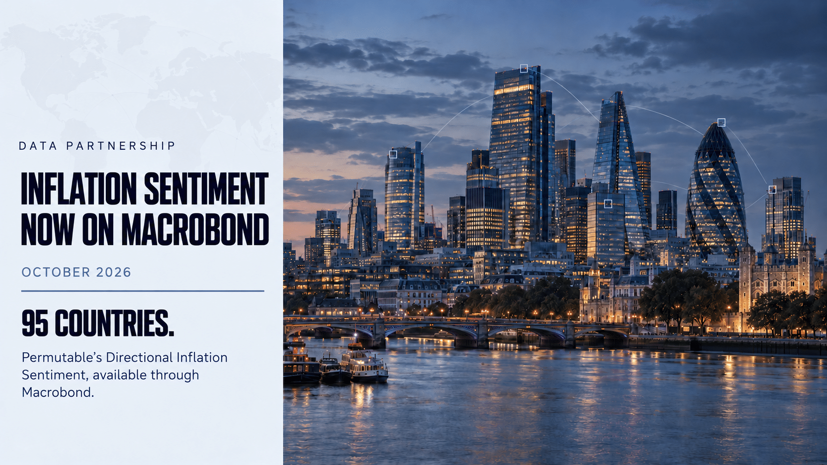 City skyline with inflation data announcement of Permutable inflation sentiment data now on Macrobond